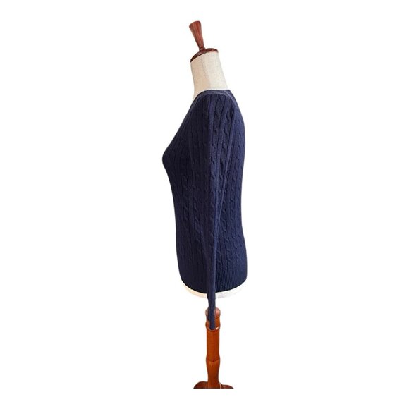 J Crew Womens Cable Knit Wool Blend V-Neck Sweater~Size XS~Navy Blue L10 04 - Picture 7 of 12